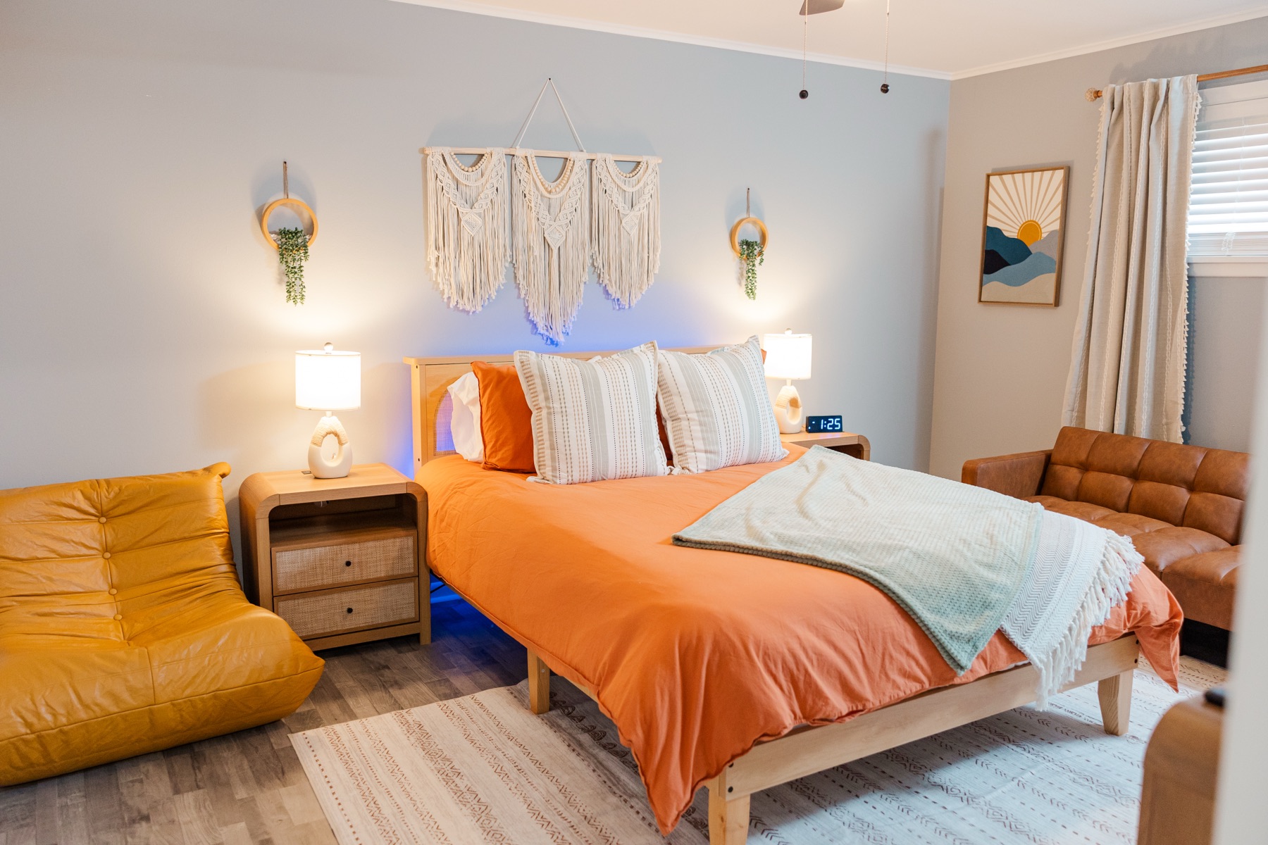 Boho bedroom with macrame