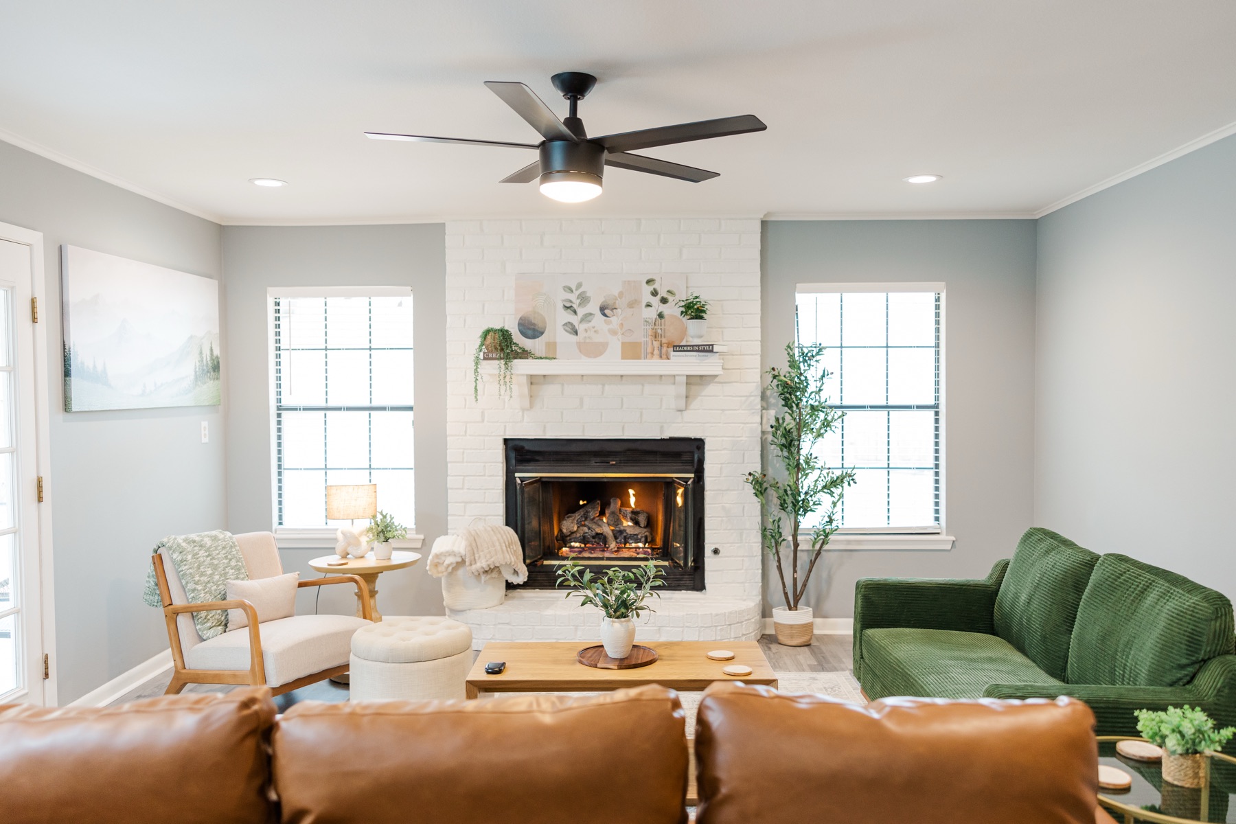 Living room with fireplace