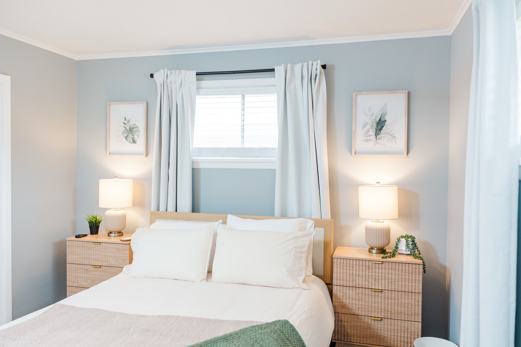 Serene bedroom for recovery